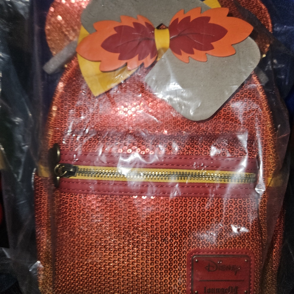 Loungefly Disney FALL Sequin Orange Backpack